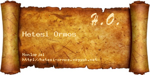 Hetesi Ormos névjegykártya